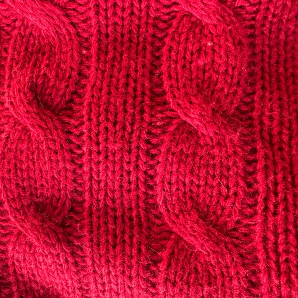 J. Crew Red Cable Knit Turtleneck Sweater medium wool blend